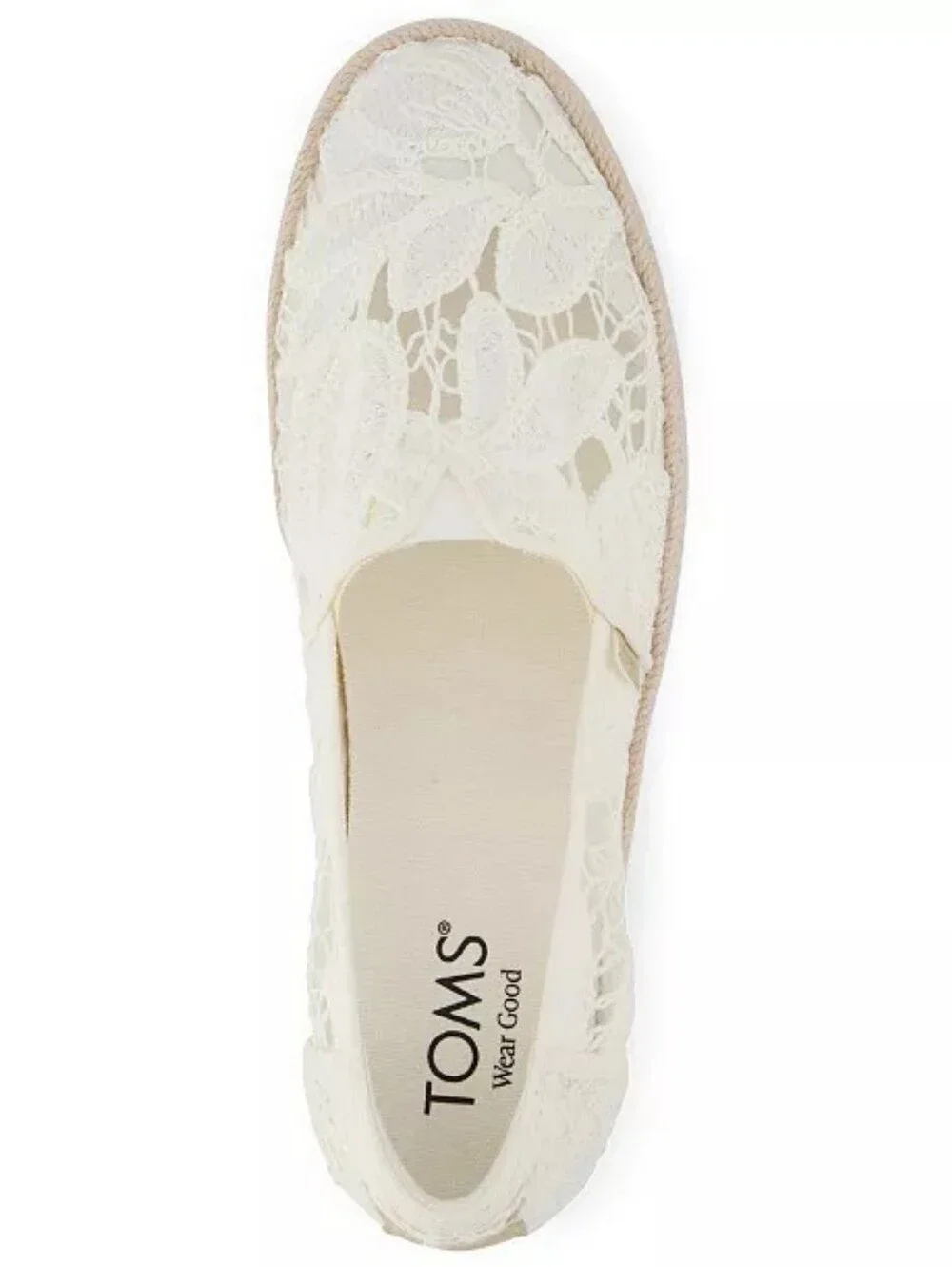 Flats  TOMSWomen's Valencia Cream Lace Espadrille Platform Slip-On